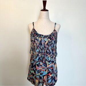 Colorful Fringed Tank Top Camisole size Large